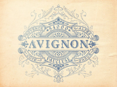 Avignon design flourish french graphic jcdesevre logo logo design logo designer poster retro typography vector vintage