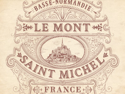 Mont Saint Michel design flourish french graphic illustration jcdesevre logo logo design logo designer poster retro typography vector vintage