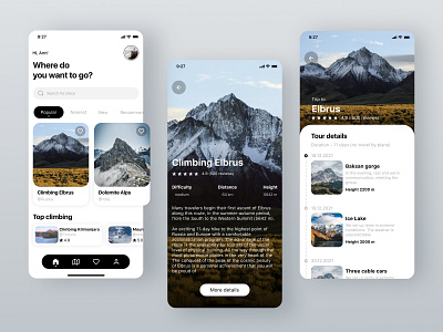 App for traveling to the mountains app design travel ui ux