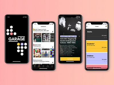 Mobile App for Garage Museum of Contemporary Art app exhibition interface ios mobile museum splash tickets ui ux