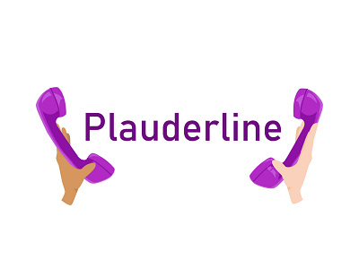 Plauderline logo app ui call calling app design flat flat art hands illustration line logo logo design logos logotype minimal modern phone purple purple logo telephone