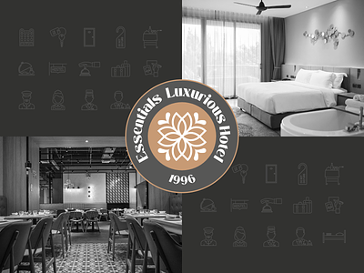 Essentials Luxurious Hotel app branding clean design flat illustration logo minimal ui ux