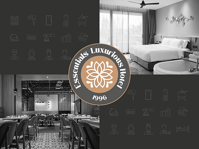 Essentials Luxurious Hotel app branding clean design flat illustration logo minimal ui ux