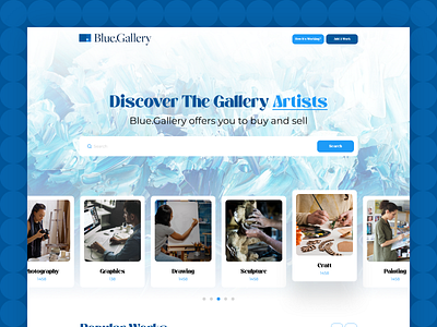 Blue Gallery Website 3d animation app branding clean design flat graphic design illustration logo minimal motion graphics ui ux
