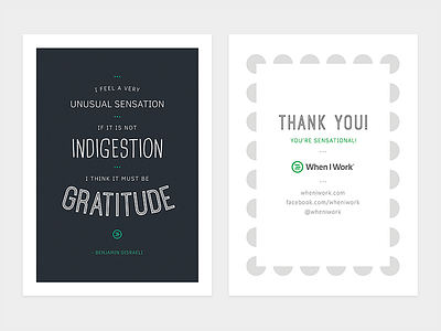 When I Work Thank You Card card design graphic greeting print typography