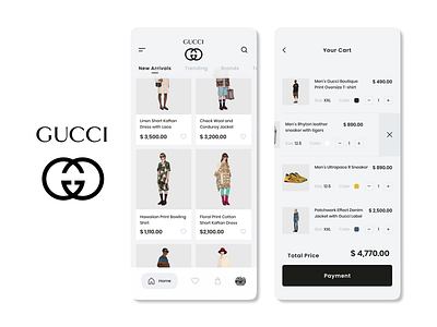 Gucci Store App app design gucci luxury ui