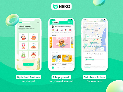 Neko // Healthy Pet Mobile App app design illustration logo typography ui uiux ux vector