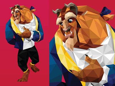Beast and beast beauty character disney illustration poly polygon the vector