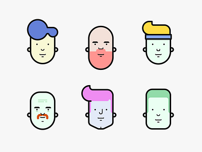 GoDaddy Male Head Study boys bright business colorful faces head illustrations male men
