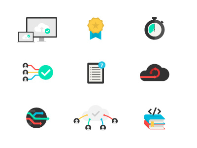 June Icon Set flat icons illustrations