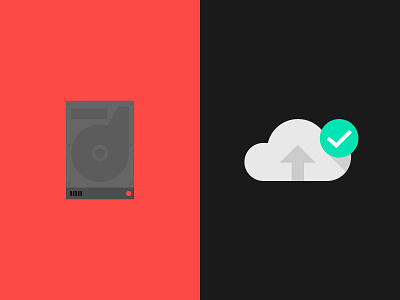 Old vs New cloud comparison hard drive illustration upload