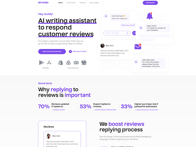 WriteMe. Landing page