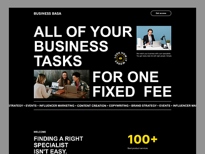 Landing page for web serivce Business Basa