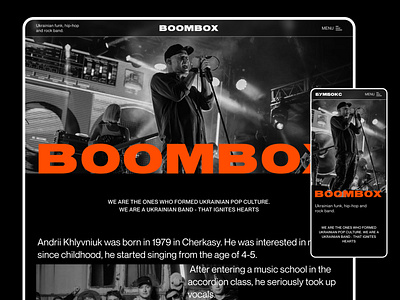 Boombox. Web site page. Music Band