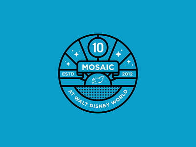 Mosaic at WDW - 10 Year Celebration Badge badge branding design flat illustration lockup typography