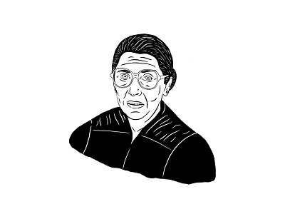 RBG Portrait illustration linework linocut style portrait