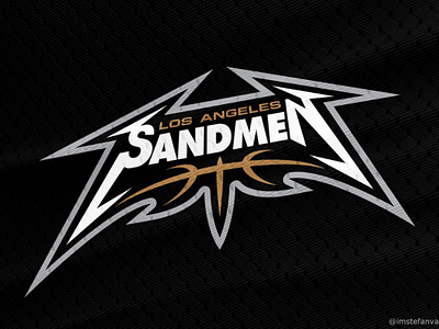 Los Angeles Sandmen Logo Design band basketball black brand challenge design jersey la logo los angeles mashup metal music nba rock team uniform