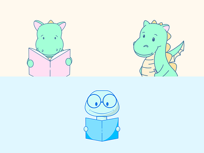 🐲 + 🪱 + 📚 = ❤️ affinitydesigner book books bookworm characters cute dragon illustration procreate reading worm
