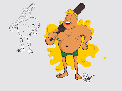 Characterdesign -Mottu The Cricket lover illustration