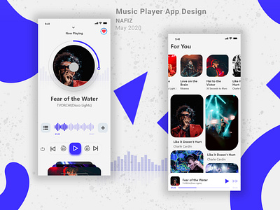 Simple Music Player aap app blue gradient iphone iphone music player light minimal mobile app mobile ui music music app music player musician redesign rounnd ui uidesign uiux ux