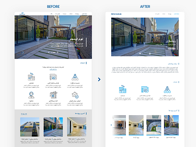 Before and After of Redesign of Royasazan company branding build building building company building web building website buildings construction construction company construction web construction website design redesign ui uidesign uiux uiuxdesign ux uxdesign webdesign