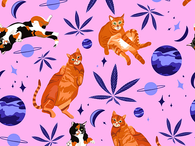 Space Cats Repeat Pattern