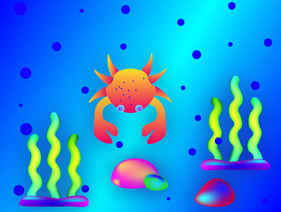 cancer meets aquarius colors crab design dribbbleweeklywarmup. graphic illustration illustrator stayhome water