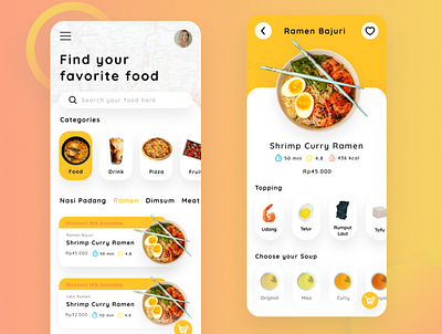 Food UI Design app branding design typography ui