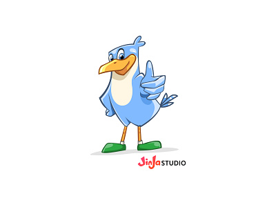 Well done bird blue cartoon cartoon character character cute funny illustration mascot mascot design