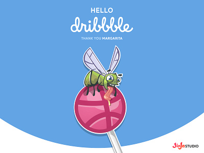 Hello dribbble ! animal cartoon cartoon character character cute funny hello dribbble illustration mascot mascot design