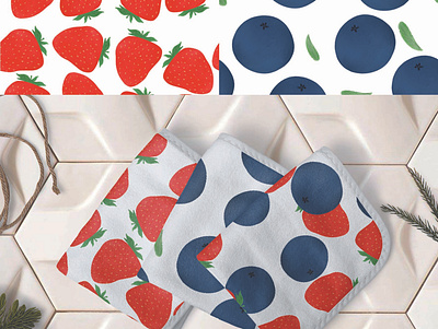 Berries seamless pattern berries blueberry childish fabric design pattern seamless strawberry towel