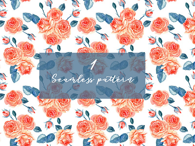 watercolor clipart ROSES+1 seamless pattern