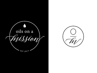 Oils on a Mission Logo black black white circle drop essential oils illustration logo mission missionary missions simple