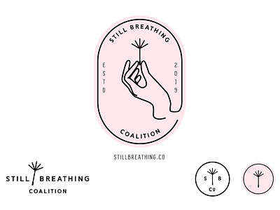 Still Breathing Coalition Branding badge branding branding concept breath breathe circle dandelion finger hand hold illustration oval pink retro wish