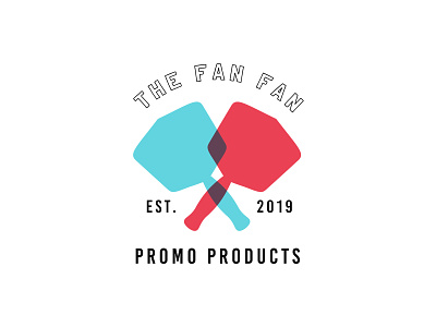 The Fan Fan - Unselected Logo badge blue branding fan logo overlap overlay promo red retro sports unused vintage