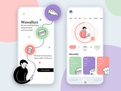 Wallet App Design - Wawallett app app design branding colorful design fresh illustration logo minimal mobile app money app product design simple ui ux vector wallet app