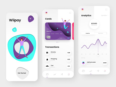 Banking App Design - Wiipay banking banking app branding clean colorful credit card debit card design finance app fintech investment ios minimal money app payment product design transaction ui ux wallet app