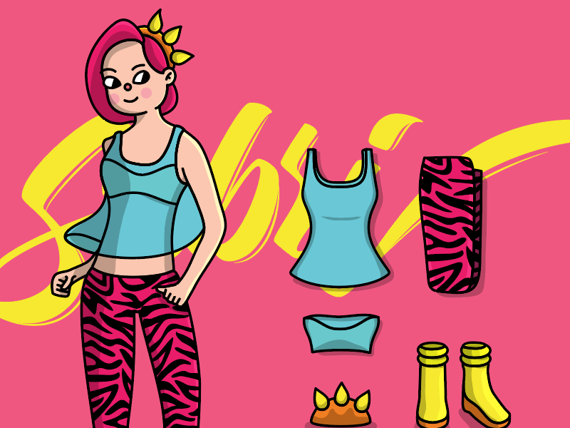 Babitas Fashion pink boat animalprint pants characterdesign character calligraphy illustration
