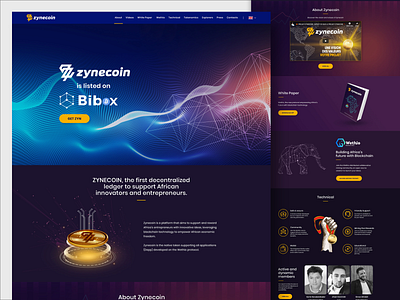 Zynecoin Landing Page blockchain landing page design webdesign