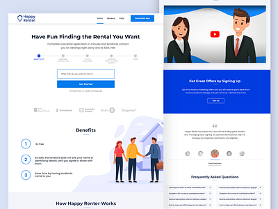 Happy Renter Application Landing Page homepage design landing page design rental application landing page ui design ui ux design
