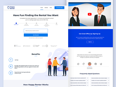 Happy Renter Application Landing Page