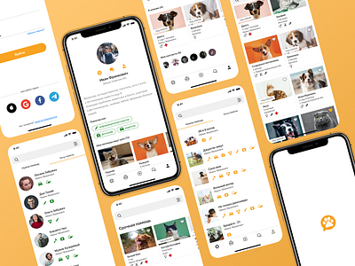 Pet Lovers App animal catalog help ios ios app mobile app mobile app design orange pet profile registration ui ux volunteer