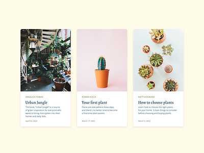 News Cards for Plant lovers site