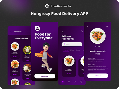 Hungrezy Food Delivery App graphic design motion graphics ui