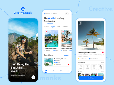 Travel App Design 3d animation branding design graphic design illustration logo minimal motion graphics ui ux vector website