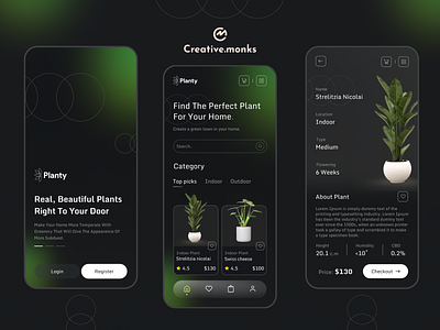 Plant Shop App 3d animation branding design graphic design illustration logo minimal motion graphics ui ux vector website