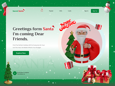 Secret Santa - Website Landing Page 3d animation branding design graphic design illustration logo motion graphics typography ui ux vector website