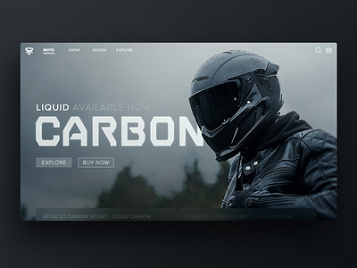 Ruroc Carbon Fiber UI Design carbon design glassmorphism minimal modern ruroc uiux webdesign
