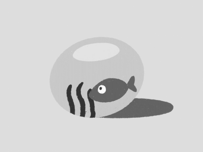 Strane abitudini animatic animation art black and white daily fishbowl goldfish grey habits home illustration ipad monochromatic monochrome object procreate shadow strange water