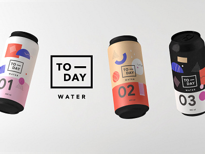 TODAY Water - Branding & Packaging 3d branding can design graphic illustration logo memphis millennial minimal mood packaging palette premium today water